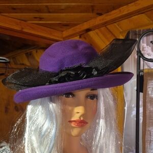 Chic Women's Purple Hat with Black Details